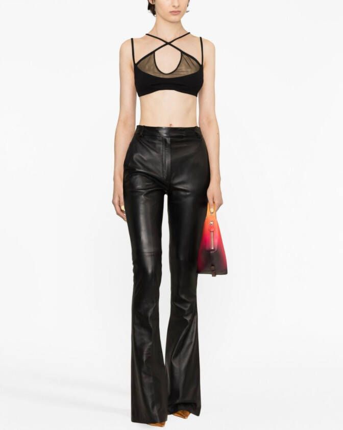 The Attico Top met mesh vlak Zwart