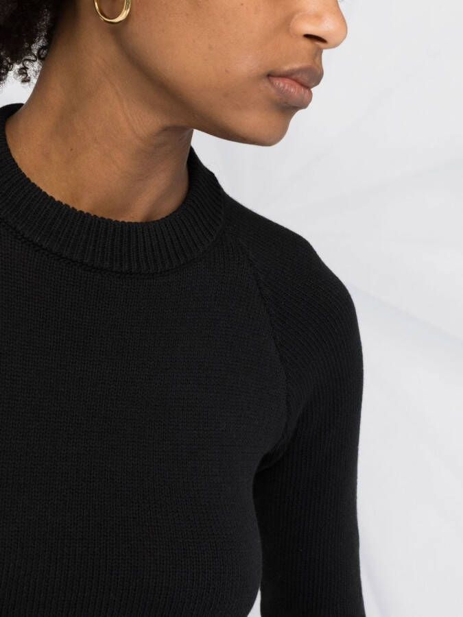 The Attico Midi-jurk met open rug Zwart