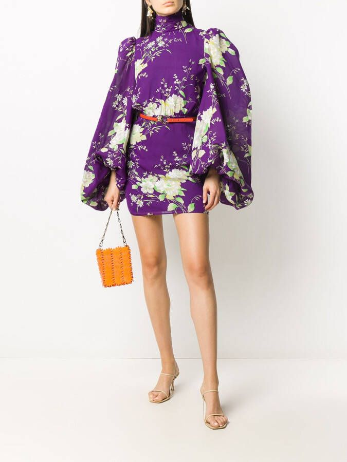 The Attico Mini-jurk met bloemenprint Paars
