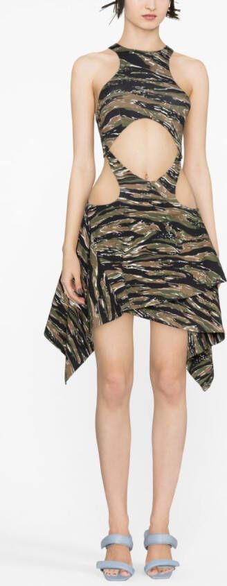 The Attico Mini-jurk met camouflageprint Groen