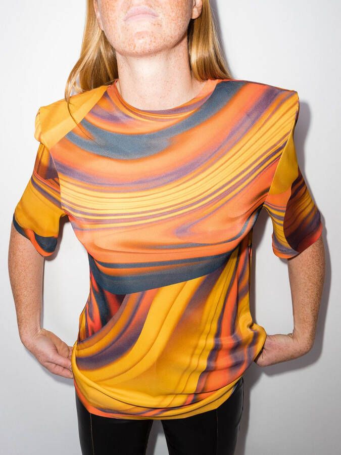 The Attico T-shirt met abstracte print Oranje