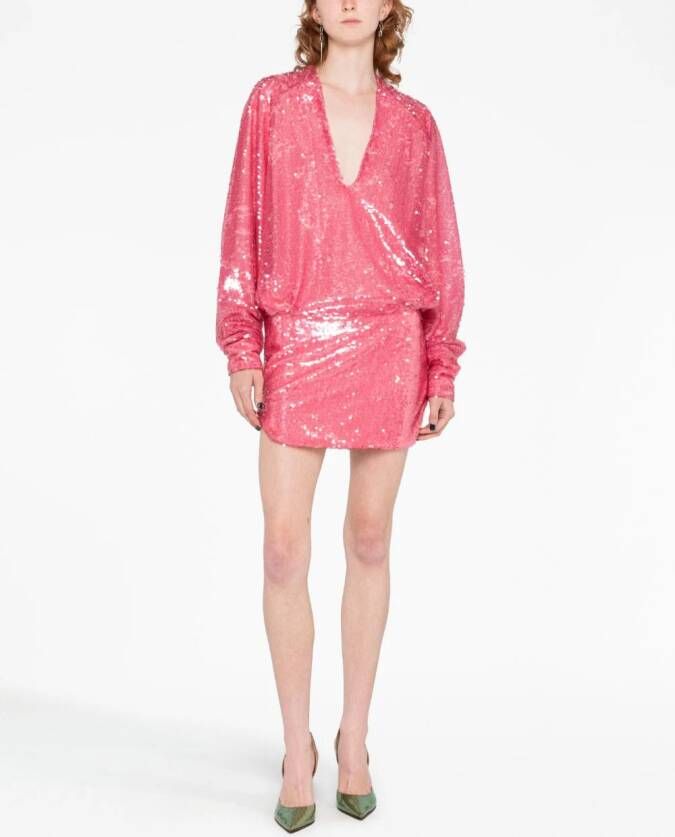 The Attico Mini-jurk met pailletten Roze