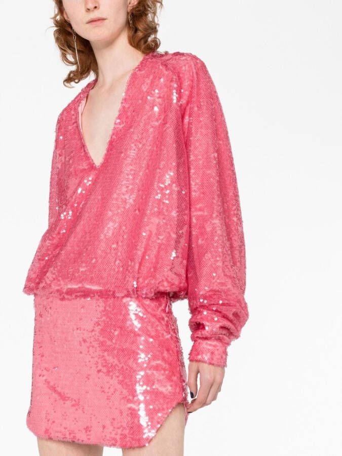 The Attico Mini-jurk met pailletten Roze
