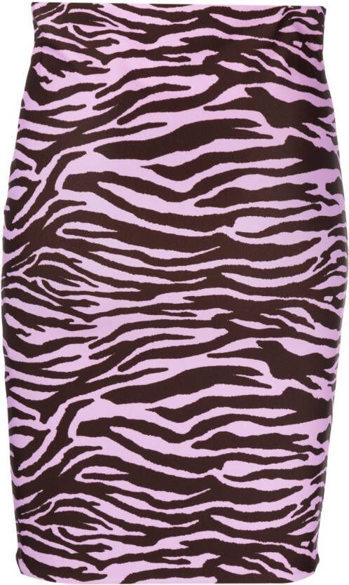 The Attico Kokerrok met zebraprint Roze