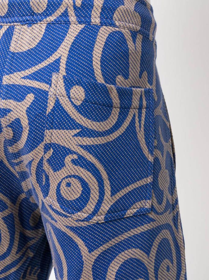 The Elder Statesman Bermuda shorts met print Blauw