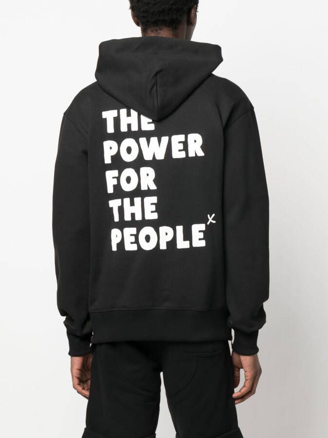 The Power For The People Hoodie met logoprint Zwart