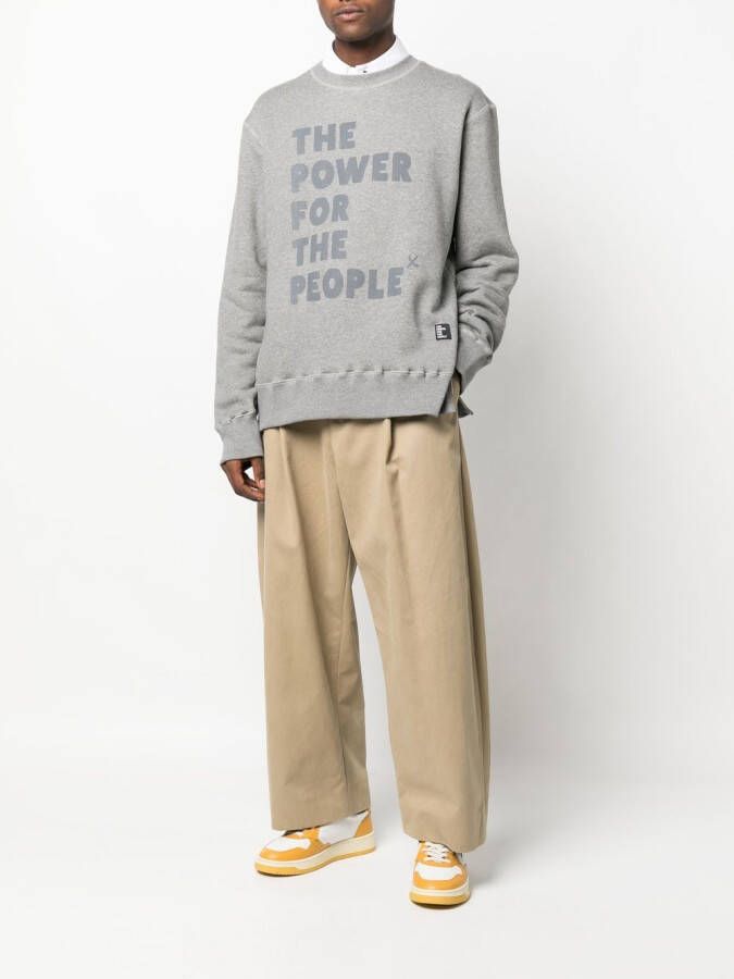 The Power For The People Sweater met logoprint Grijs