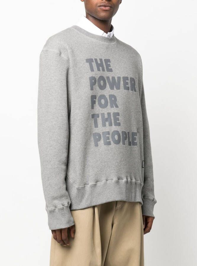 The Power For The People Sweater met logoprint Grijs