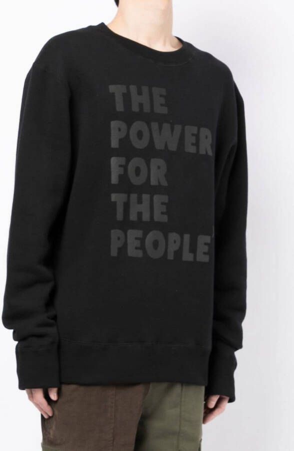 The Power For The People Sweater met logoprint Zwart