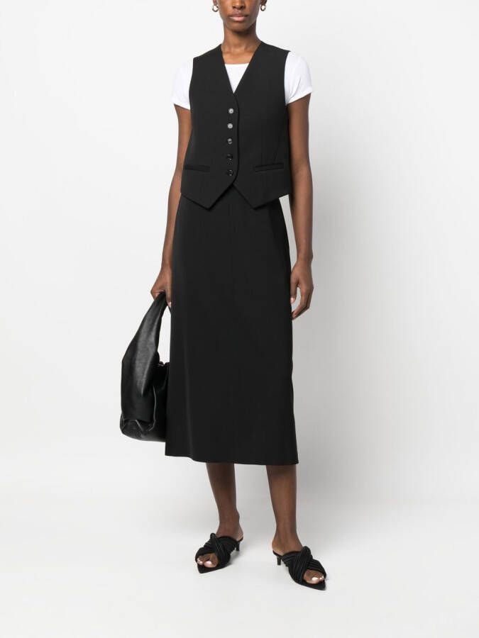 The Row High waist midi-rok Zwart