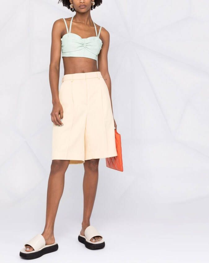 Themoirè Bralette top van imitatieleer Groen