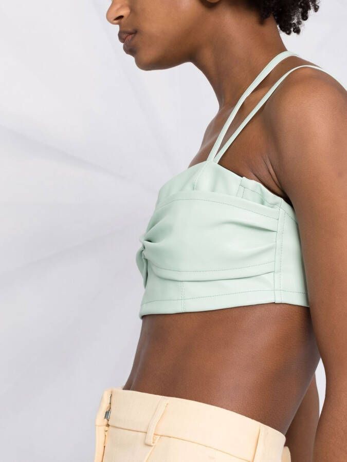 Themoirè Bralette top van imitatieleer Groen