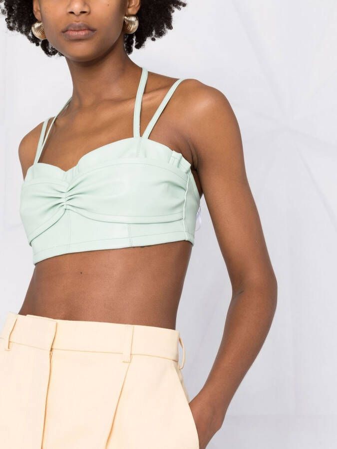 Themoirè Bralette top van imitatieleer Groen