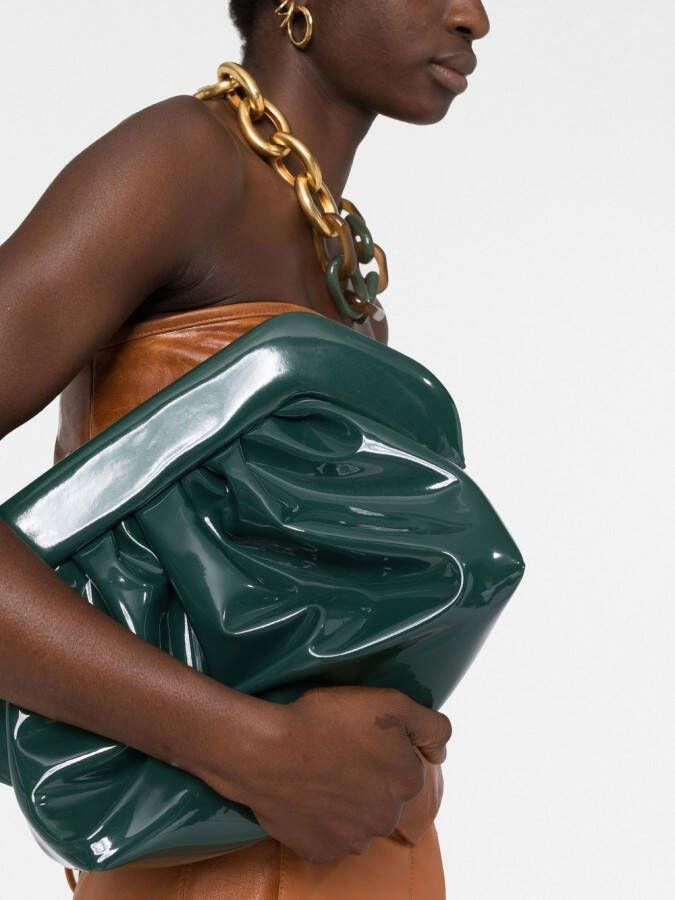 Themoirè Bios clutch met gesmockt detail Groen