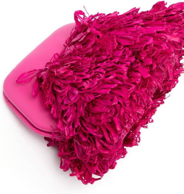 Themoirè Gea rieten clutch Roze