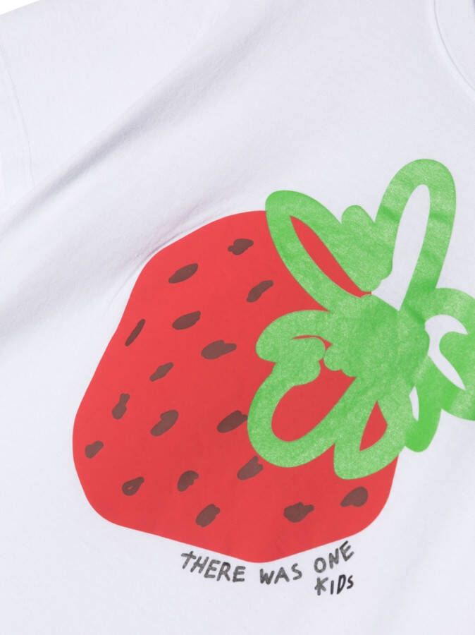There Was One Kids T-shirt met aardbeienprint Wit
