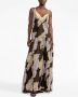 There Was One x Lisa Folawiyo maxi-jurk met abstracte print Bruin - Thumbnail 3