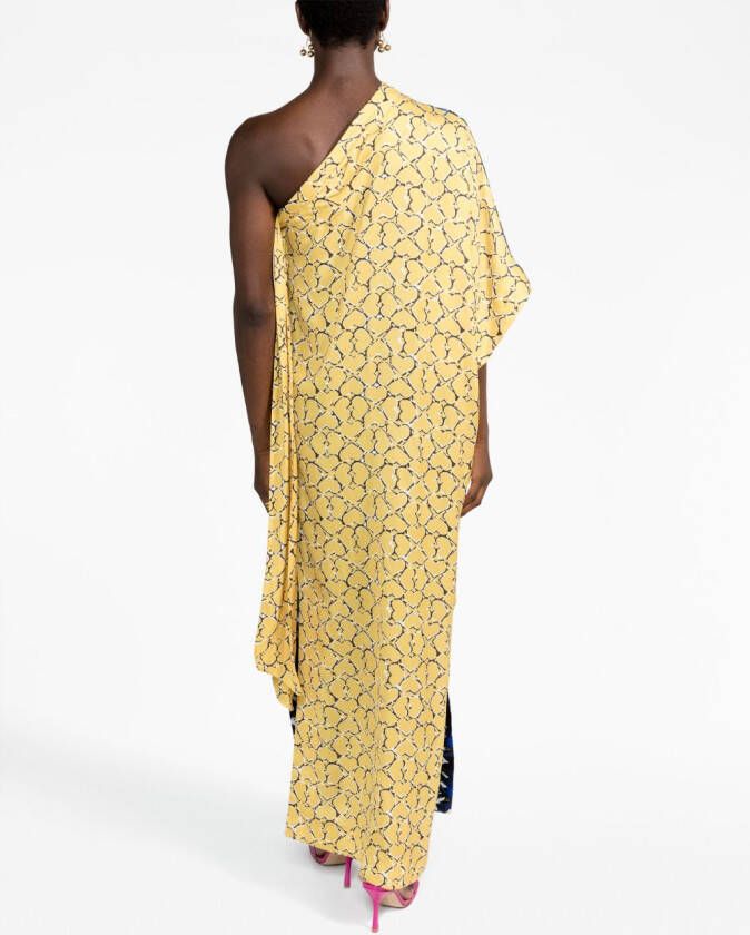 There Was One x Lisa Folawiyo asymmetrische jurk Geel