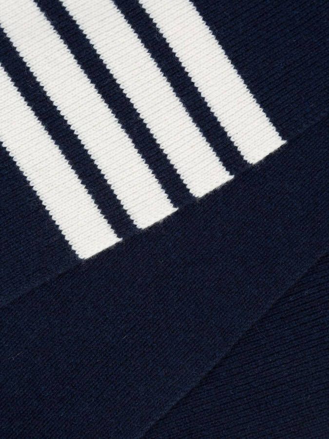 Thom Browne 4-Bar Stripe Cashmere Rib Scarf Blauw