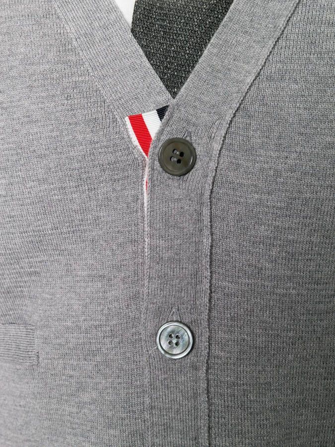 Thom Browne 4-Bar Stripe Milano Stitch Merino Cardigan Grijs