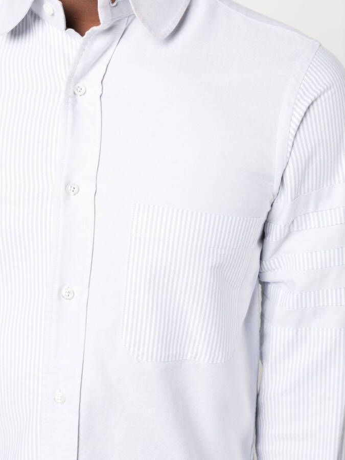Thom Browne 4-Bar striped Oxford shirt Grijs
