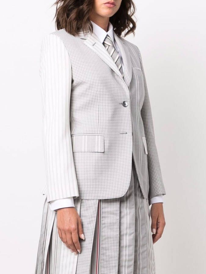 Thom Browne Blazer met gemixt patroon Grijs