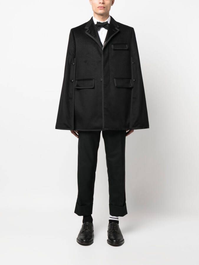 Thom Browne Cape met afwerking Zwart