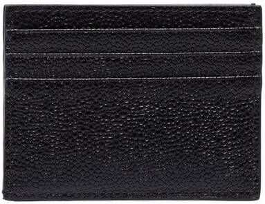 Thom Browne Card Holder With Note Compartment In Black Pebble Grain Zwart