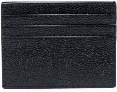 Thom Browne Card Holder With Note Compartment In Black Pebble Grain Zwart