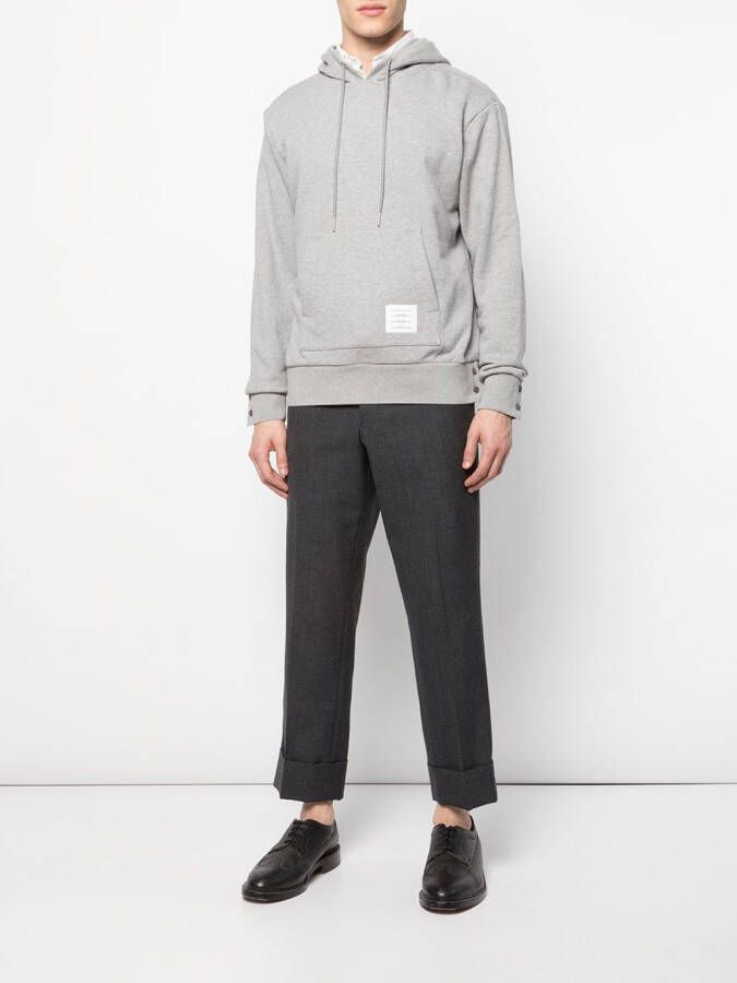 Thom Browne Center-Back Stripe Loopback gebreide trui met capuchon Grijs