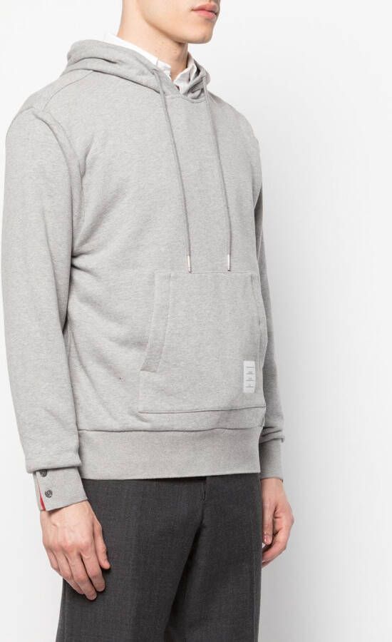 Thom Browne Center-Back Stripe Loopback gebreide trui met capuchon Grijs