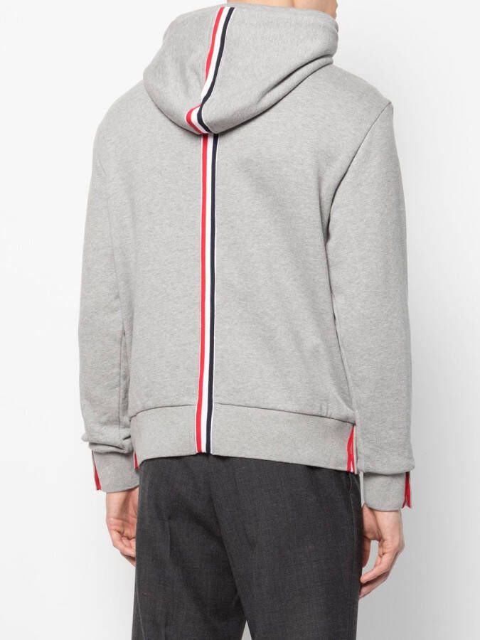 Thom Browne Center-Back Stripe Loopback gebreide trui met capuchon Grijs