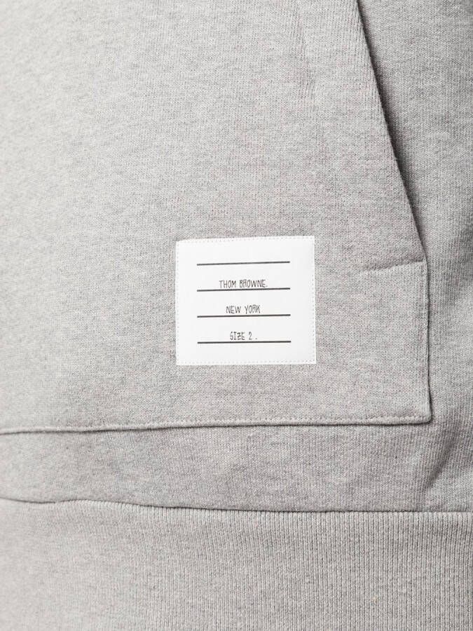 Thom Browne Center-Back Stripe Loopback gebreide trui met capuchon Grijs