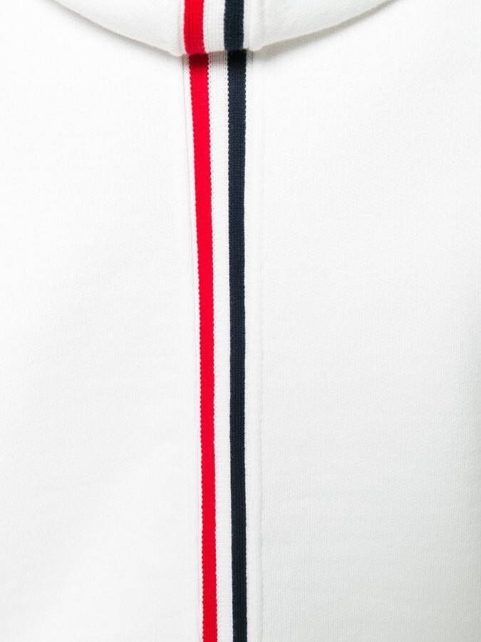 Thom Browne Center-Back Stripe Loopback Knit Pullover Hoodie Wit