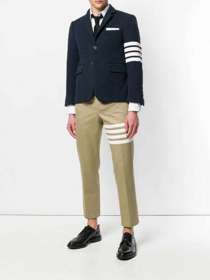 Thom Browne Chino in katoenen keperstof met 4-strepenzoom Beige