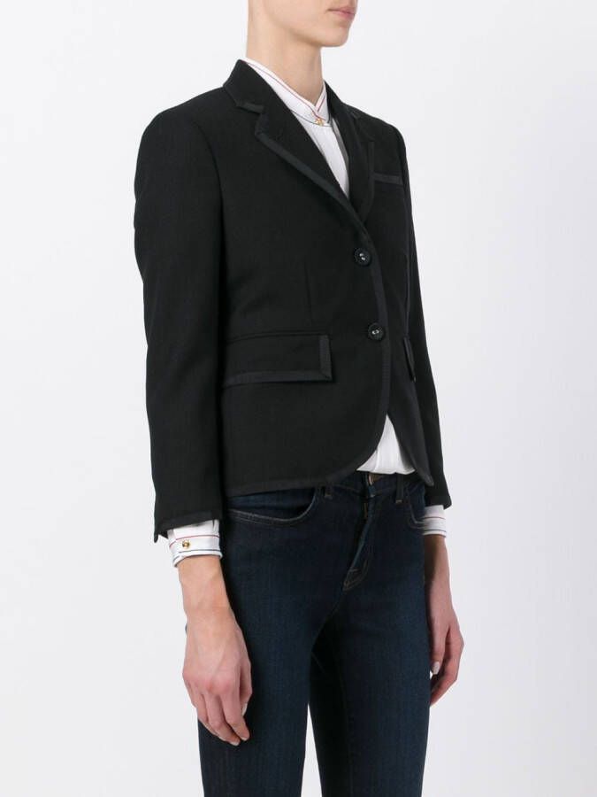 Thom Browne Classic Single Breasted Sport Coat With Grosgrain Tipping In 2 Ply Fresco Zwart