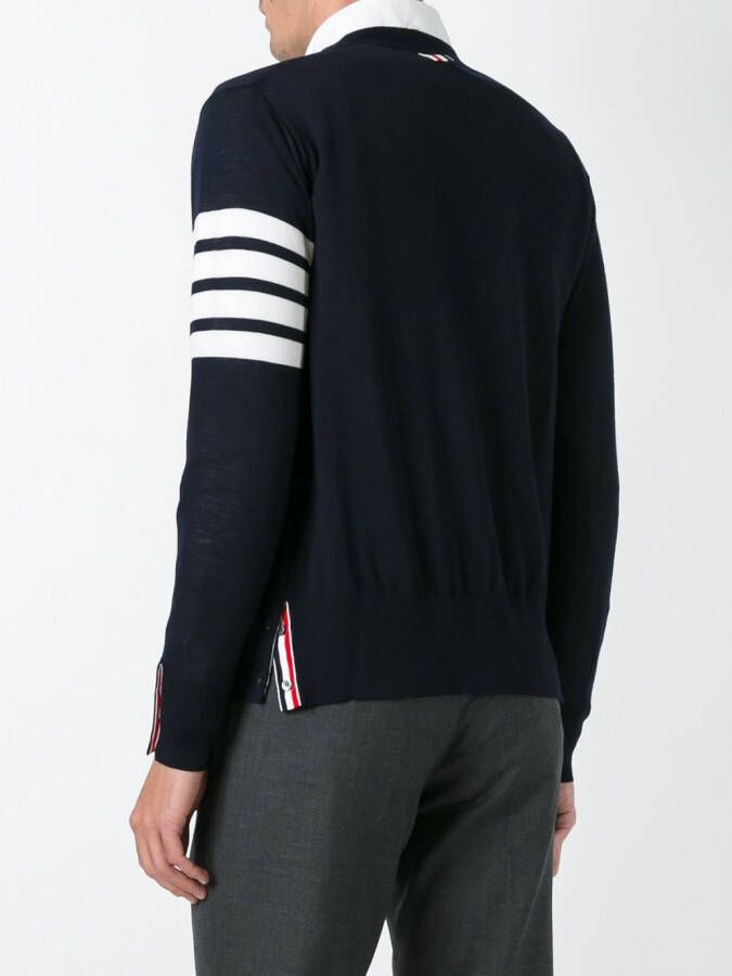 Thom Browne Classic V-neck Cardigan In Fine Merino Wool Blauw