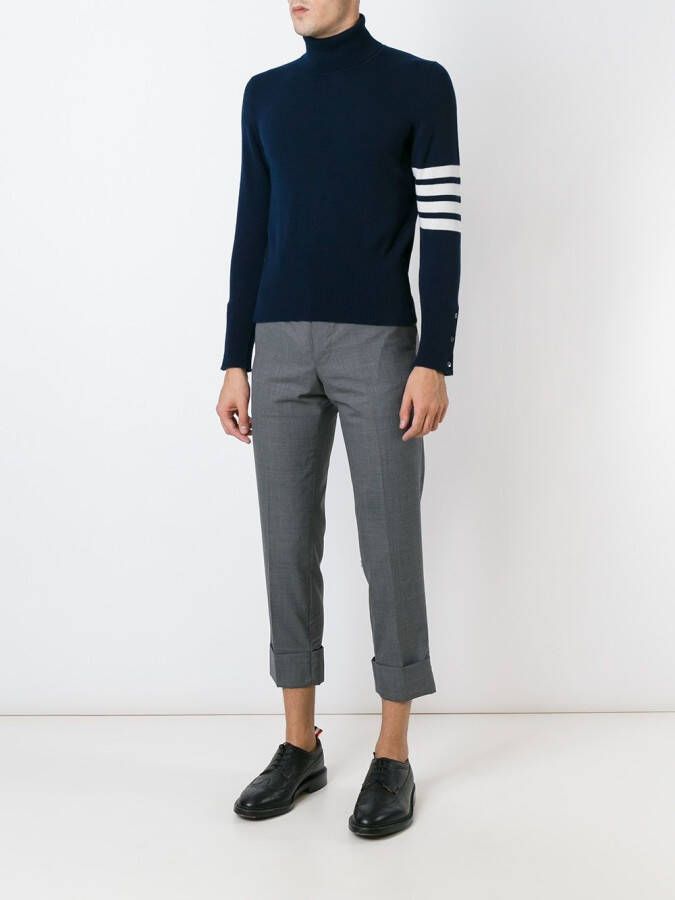 Thom Browne 4-Bar gestreepte kasjmier coltrui Blauw