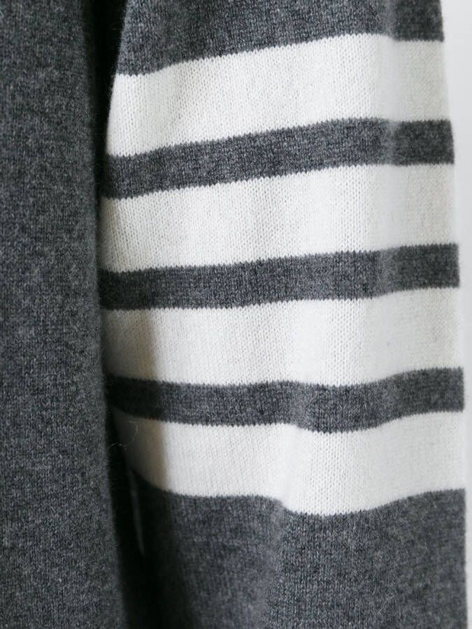 Thom Browne Crewneck Pullover With 4-Bar Stripe In Medium Grey Cashmere Grijs