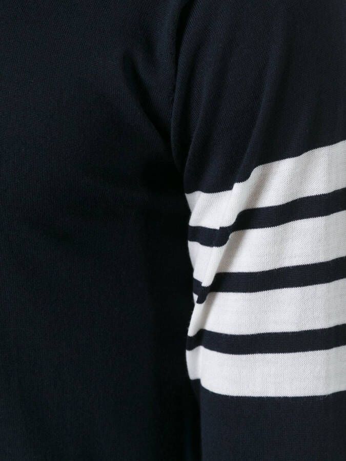Thom Browne Crewneck Pullover With 4-Bar Stripe In Navy Merino Blauw