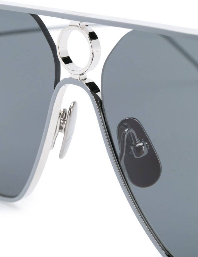 Thom Browne Eyewear Zonnebril met rechthoekig montuur Zilver