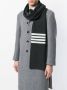 Thom Browne Full Needle Rib Scarf With White 4-Bar Stripe In Cashmere Grijs - Thumbnail 2