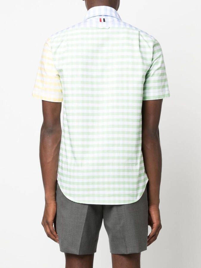 Thom Browne Funmix gingham-check short-sleeved shirt Blauw