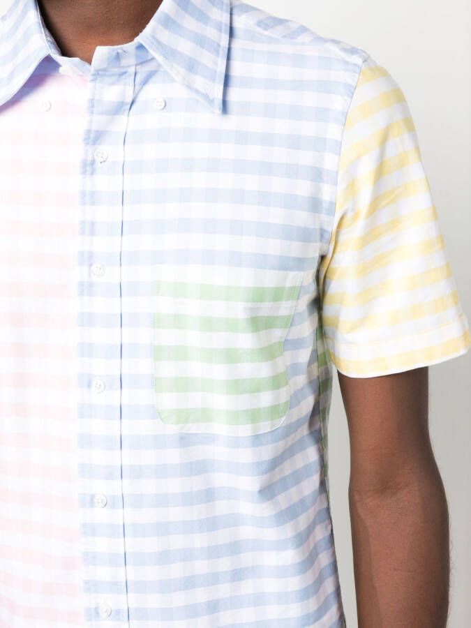 Thom Browne Funmix gingham-check short-sleeved shirt Blauw