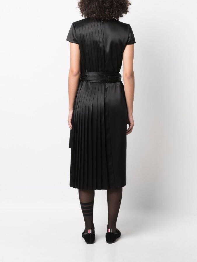 Thom Browne Geplooide midi-jurk Zwart