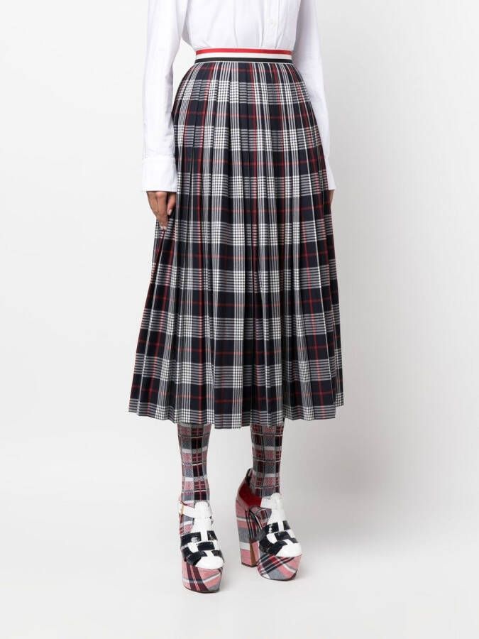 Thom Browne Geruite plooirok Blauw
