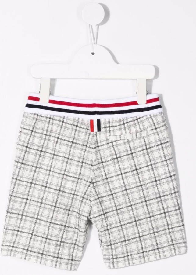 Thom Browne Kids Geruite shorts Wit