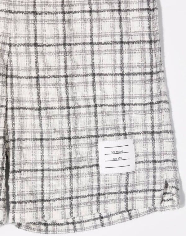 Thom Browne Kids Geruite shorts Wit