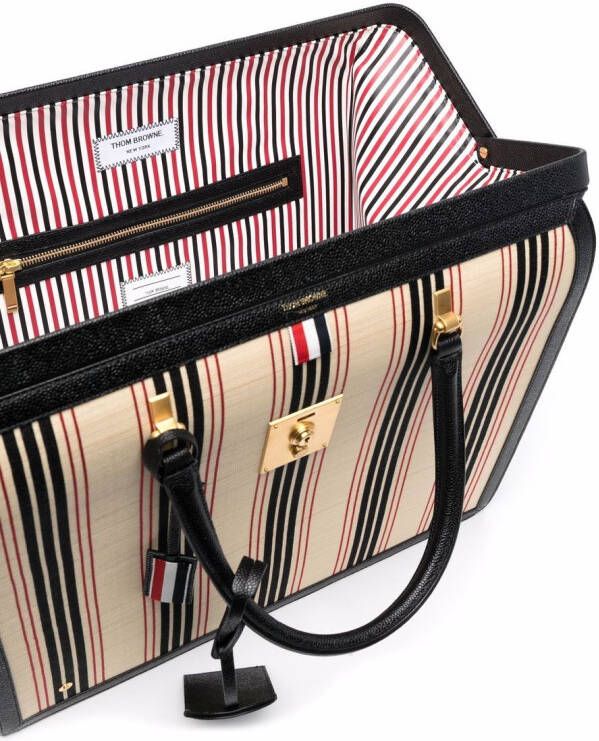 Thom Browne Gestreepte shopper Wit