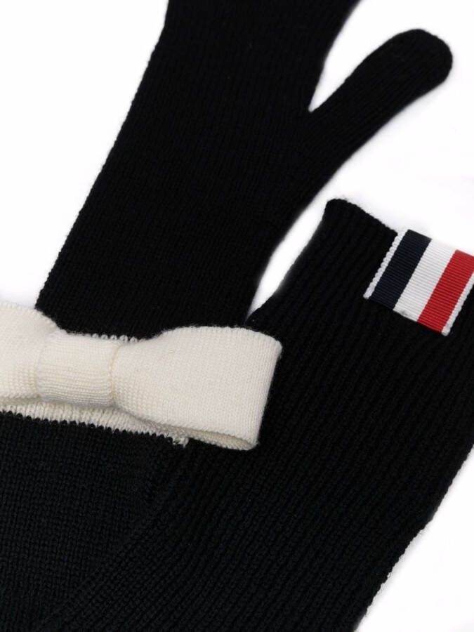 Thom Browne Handschoenen verfraaid met strik Zwart